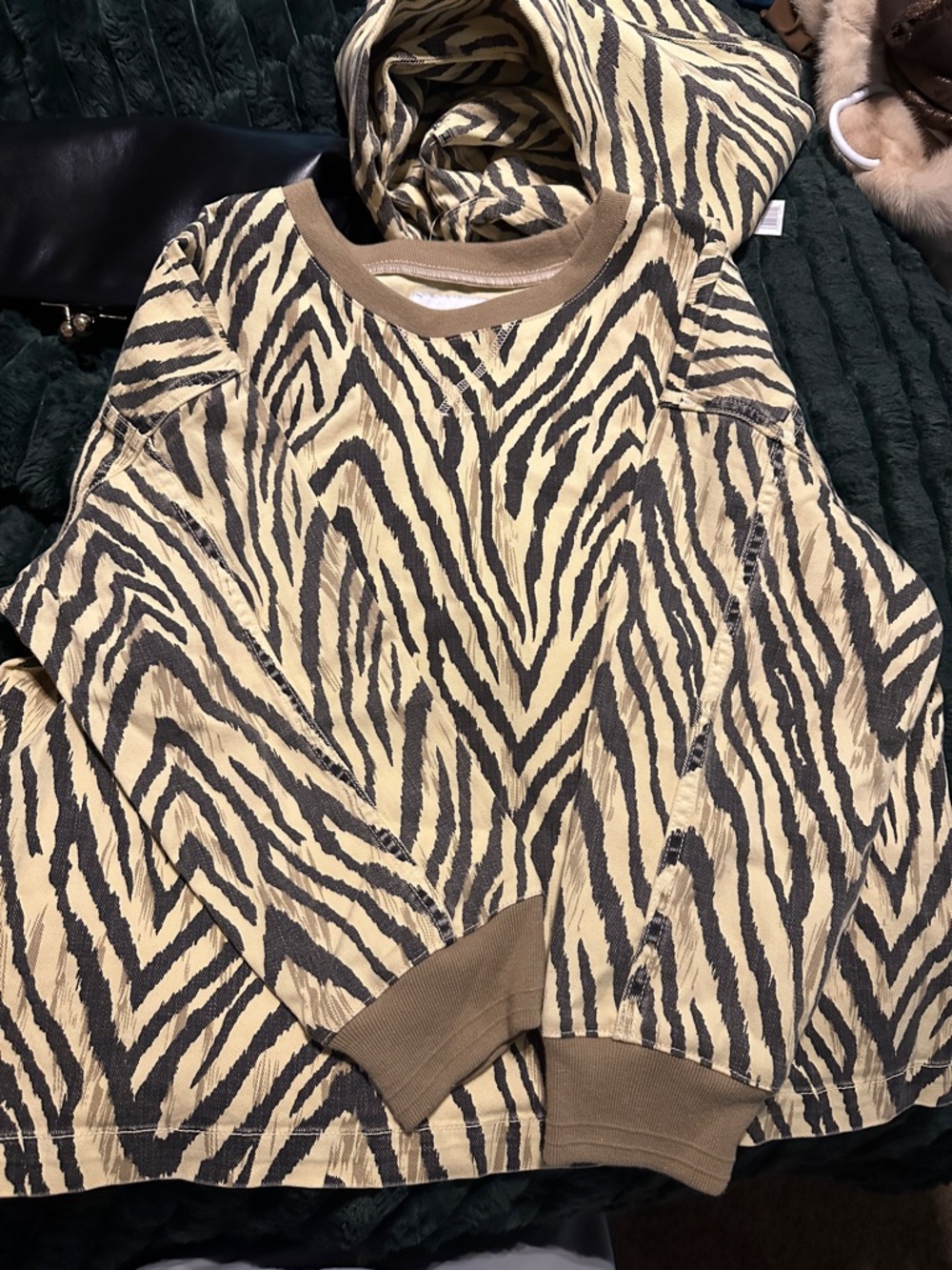 Current/Elliott Beige and Black Zebra-Print Jacket